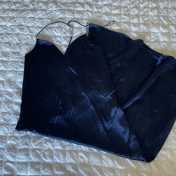 Zara blue back jewel strap satin midi dress - Picture 6 of 11